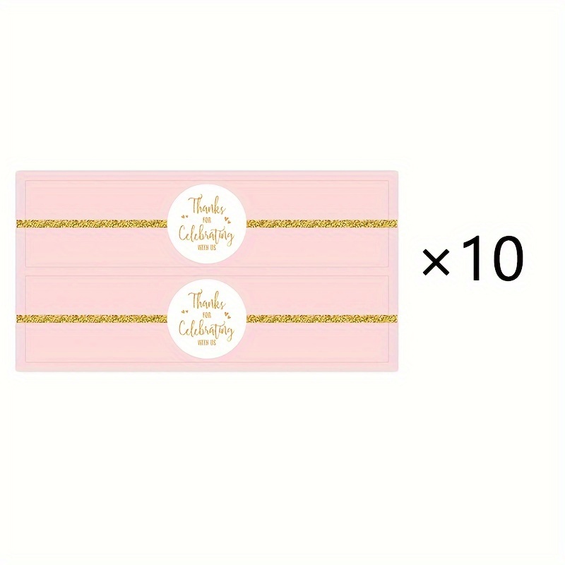 TEMU 20 stuks Roze met Gouden Waterfles Etiketten, Bedankt voor het Met Ons, Plak en Zet Af Waterfles Verpakkingstickers, Feestdecoratie Cadeaulabels