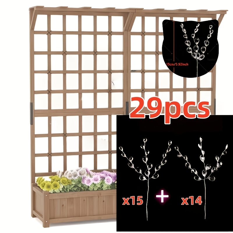 TEMU 29pcs Artificial Crystal Bead Flower Stems, Transparent Teardrop Acrylic Bead Floral Stems, Silvery Wire Stems, Simulated Teardrop Bouquet