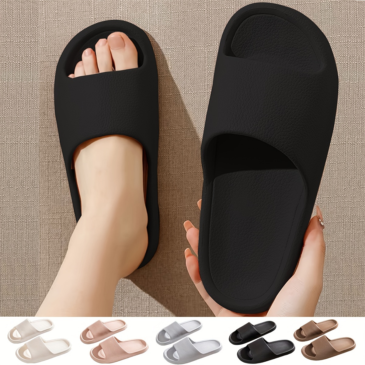 

Men's Solid Color Open Toe Breathable Eva Slippers, Comfy Non Slip Casual Durable Anti Odor Slides, Men's Indoor Footwear