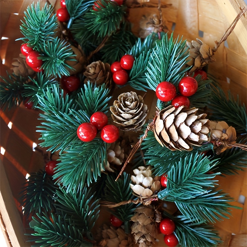 10pcs Christmas Tree Red Pine Cone Ornaments DIY Decoration