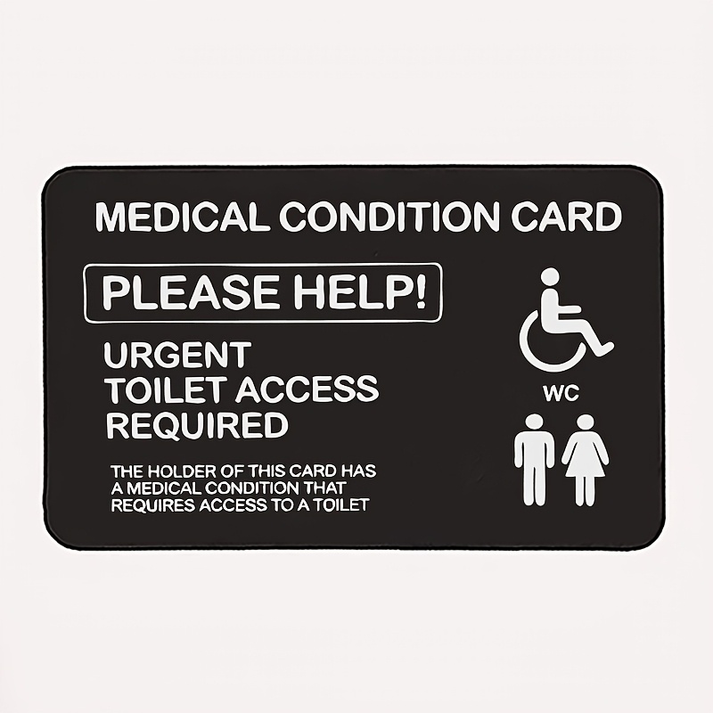 TEMU 1pc, Medical Condition Alert Engraved Wallet Card, Visually Indicating That The Cardholder Requires Access To Public Restrooms And Restrooms,