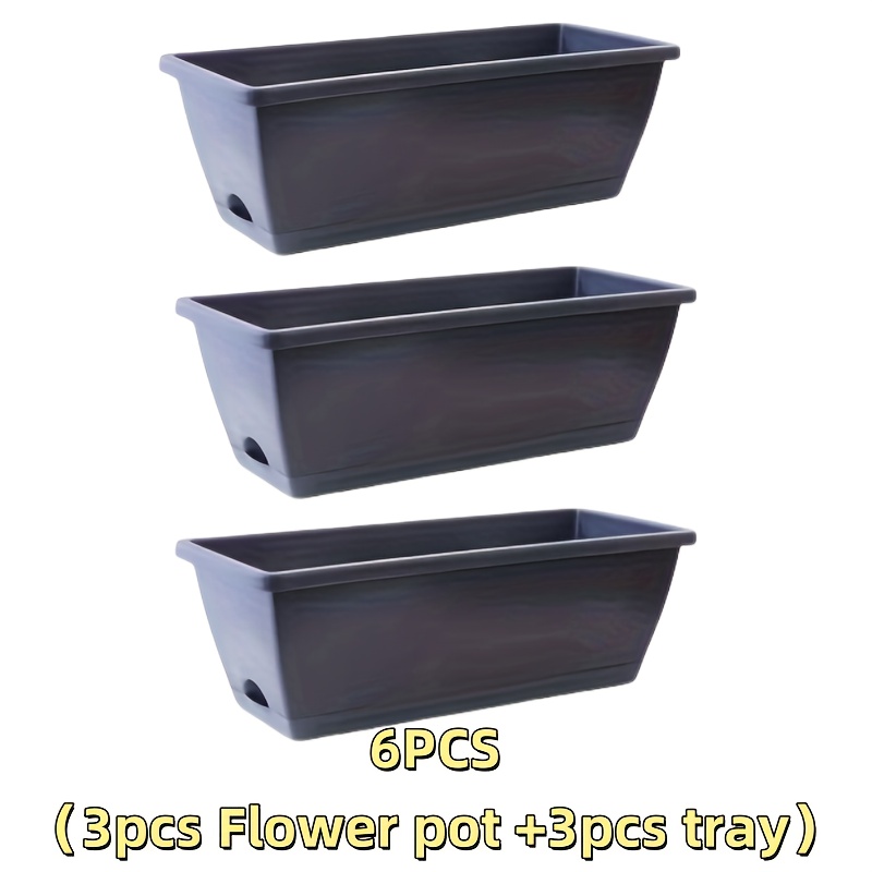 TEMU 6pcs Windowsill Flower Pots, Box Flower Racks, Rectangular Flower Pots, Railing Flower Pots, Seedling Pots, Vegetable Pots. With Drainage Holes