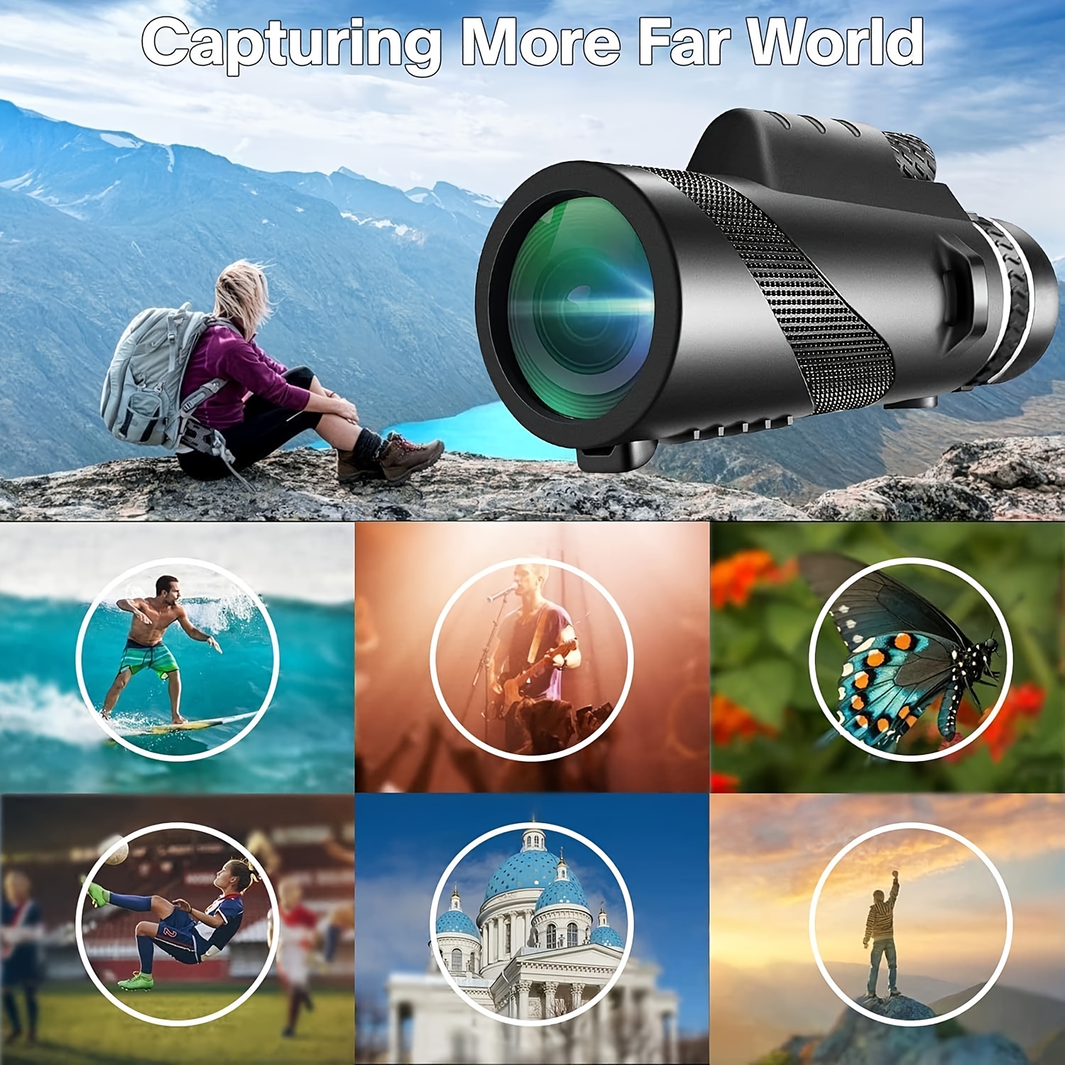 10x50 high powered portable binoculars with   lens wide angle eyepiece durable   manual focus smartphone adapter tripod compatible for bird watching hiking camping   ideal gift for adults black Product details 5