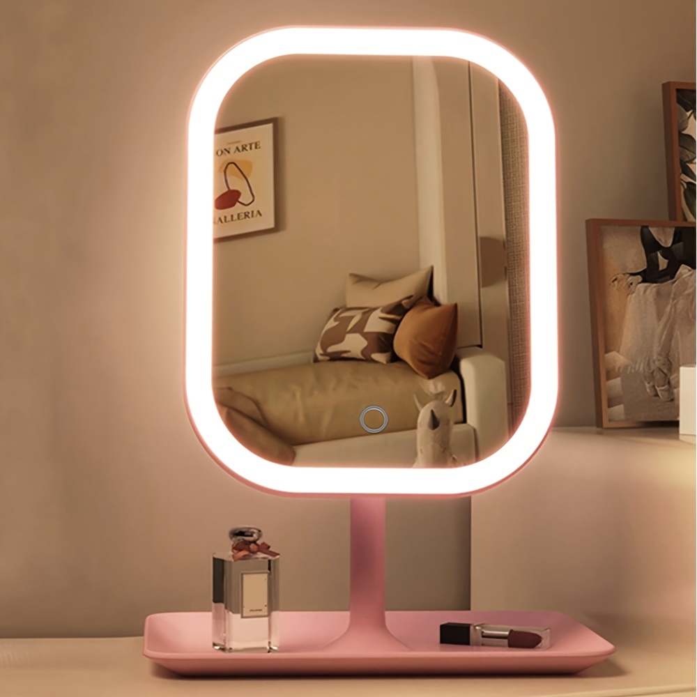 LED Makeup Mirror, Rechargeable Desktop Vanity Mirror with Lights, 3 Light Modes, Touch Control, Adjustable Brightness, Portable Lighted Beauty Mirror, Travel Vanity Cosmetic Mirror with Lights 10 LED Makeup Mirror, Rechargeable Desktop Vanity Mirror with Lights, 3 Light Modes, Touch Control, Adjustable Brightness, Portable Lighted Beauty Mirror, Travel Vanity Cosmetic Mirror with Lights