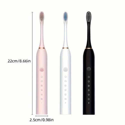 smart electric toothbrush with 6 cleaning teeth and gums rechargeable usb electric toothbrush with 4 replacement brush heads suitable for in black white and gift