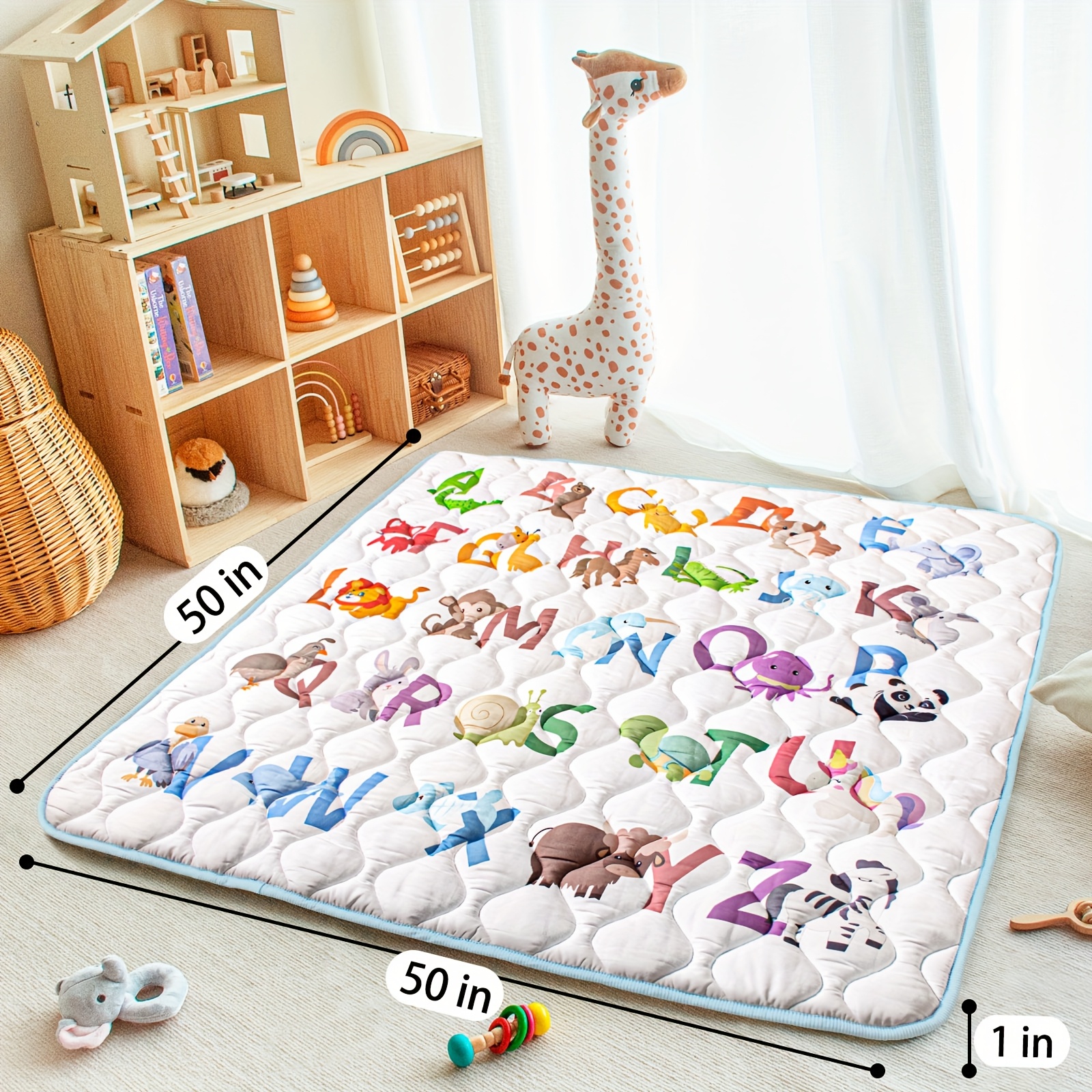 tapete de   para bebê, 50x50, tapete de parque infantil com   super  , tapete de atividades com base antiderrapante aprimorada, lavável à máquina para chão e   detalhes 2