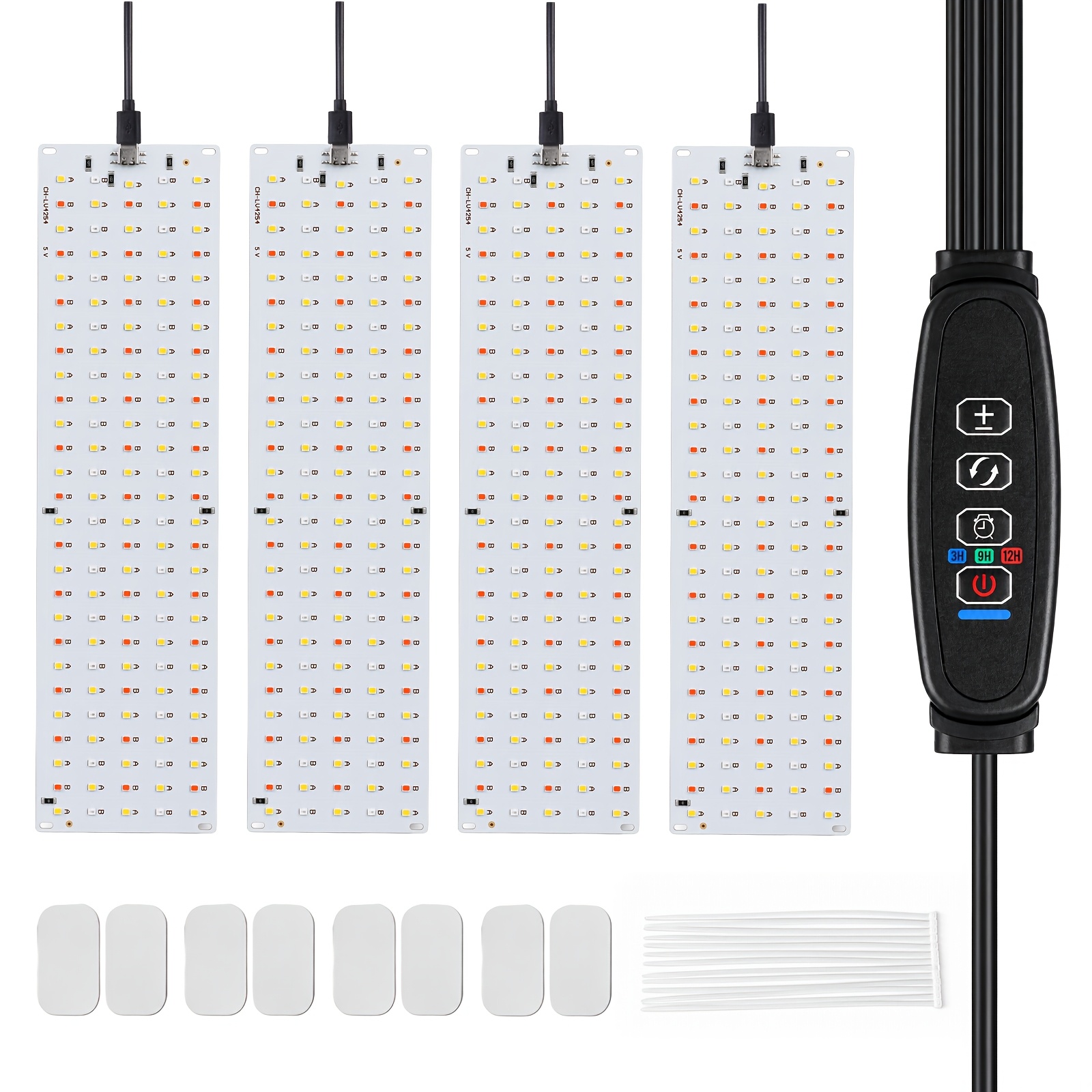 TEMU Luce di per piante con timer, luce di a completo per piante da interno, pannello con installazione flessibile, set da 4 pezzi per scaffali per
