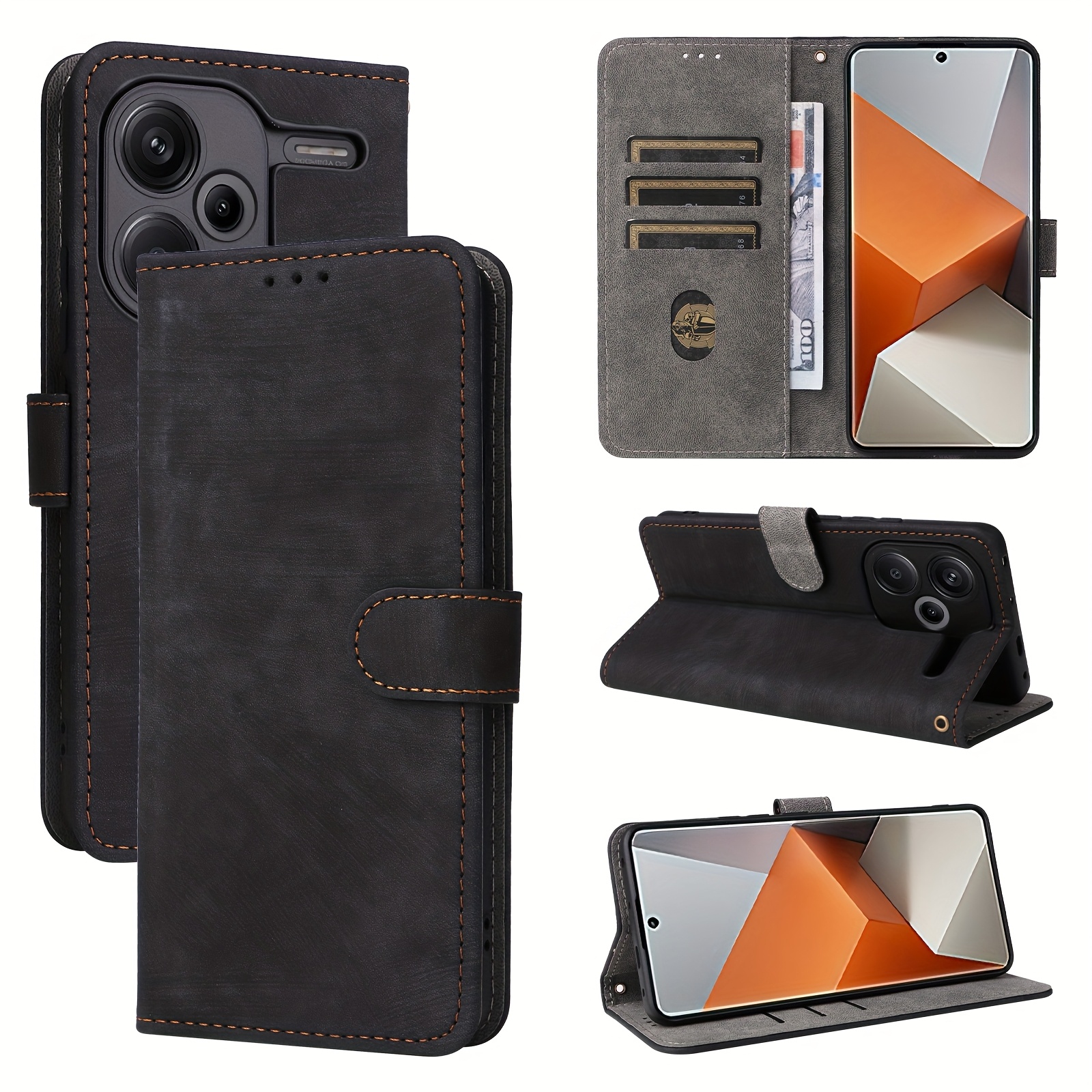 TEMU Phone Case - Case Wallet For Xiaomi Redmi Note 13 Pro Plus 5g, Rfid Blocking Card Slots Stand Magnetic Closure, Protective Faux Leather