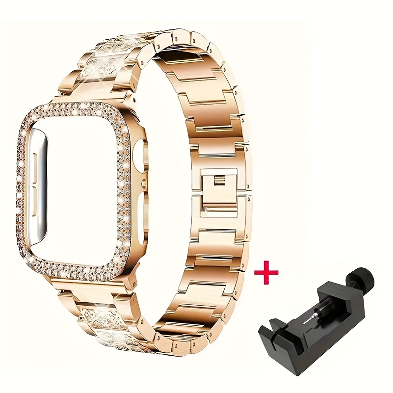 TEMU Suitable For Watch Ultra/ultra //8/7/6/5/4/3/2/1/se Starry Sky Full Diamond+double Row Diamond Fashionable And Beautiful Shining Watch Case