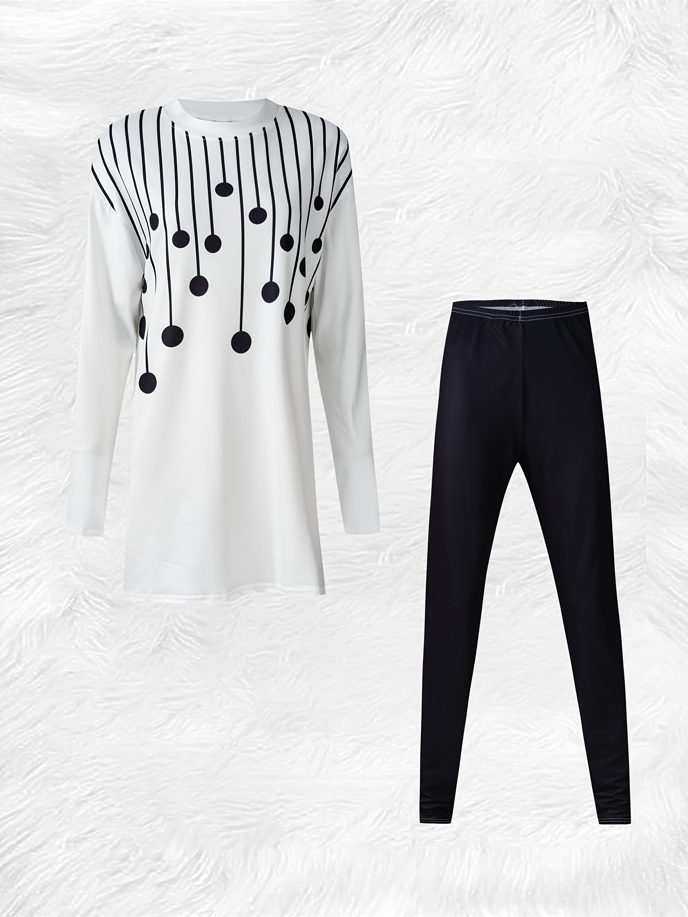 【et.UNiVER】separated pants combination women's casual polyester long sleeve pants outfit print crew