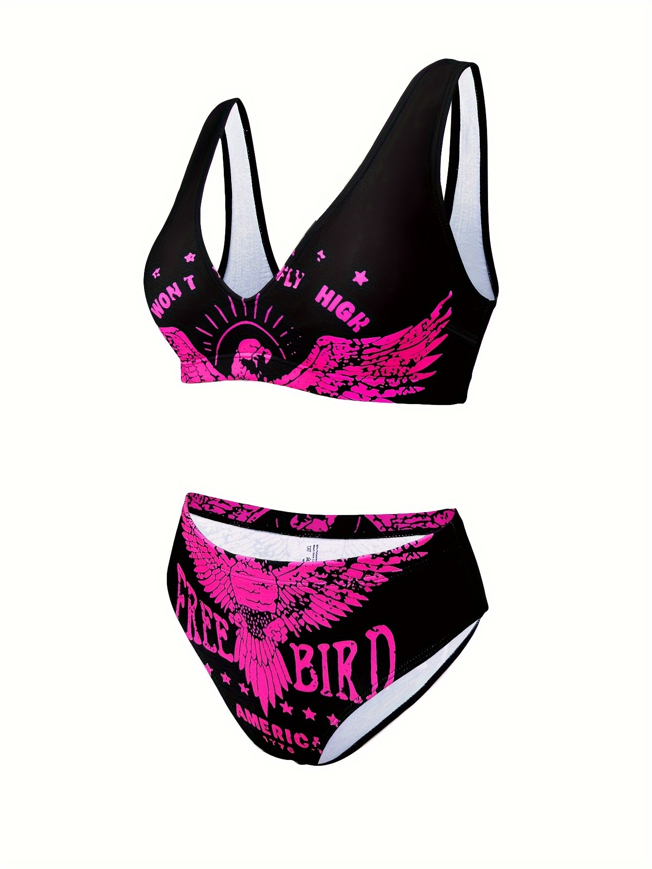 Factory Supply Fashionable Split Swimwear Women's Letter Print Two-Piece Bikini Beach Swimsuit