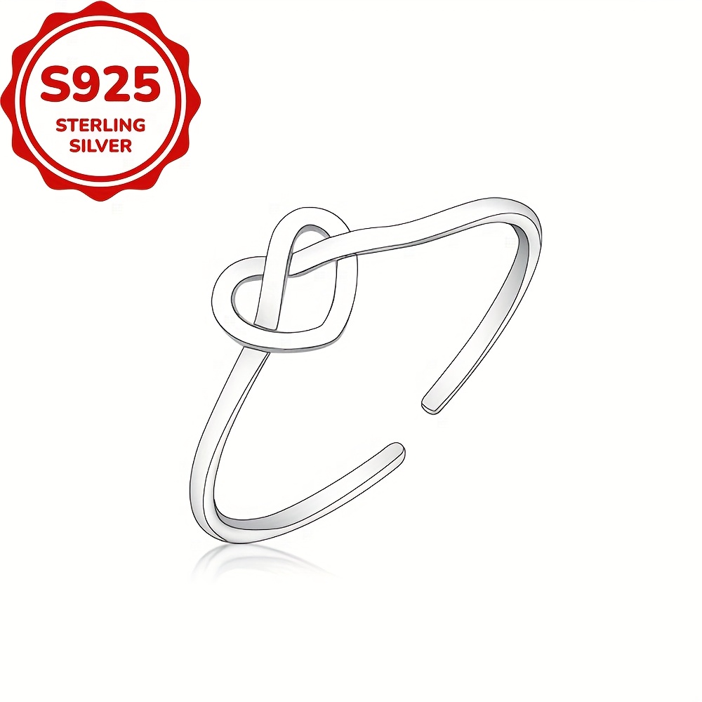 925 Sterling Silver Heart Knot Statement Ring