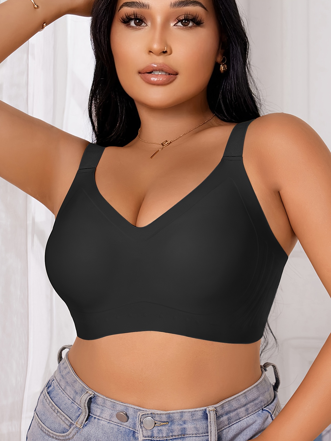 Plus Size Seamless Backless Bra - No Underwire & Ultra Soft Comfort, High Elasticity Removable Pads, Minimalist Design for Everyday Casual & Formal Wear, Strapless Bra, Formal Attire Support, Backless Lingerie, Smooth Texture Fabric, Comfortable Support, Sleek Silhouette, Lightweight Construction, Women's Undergarments