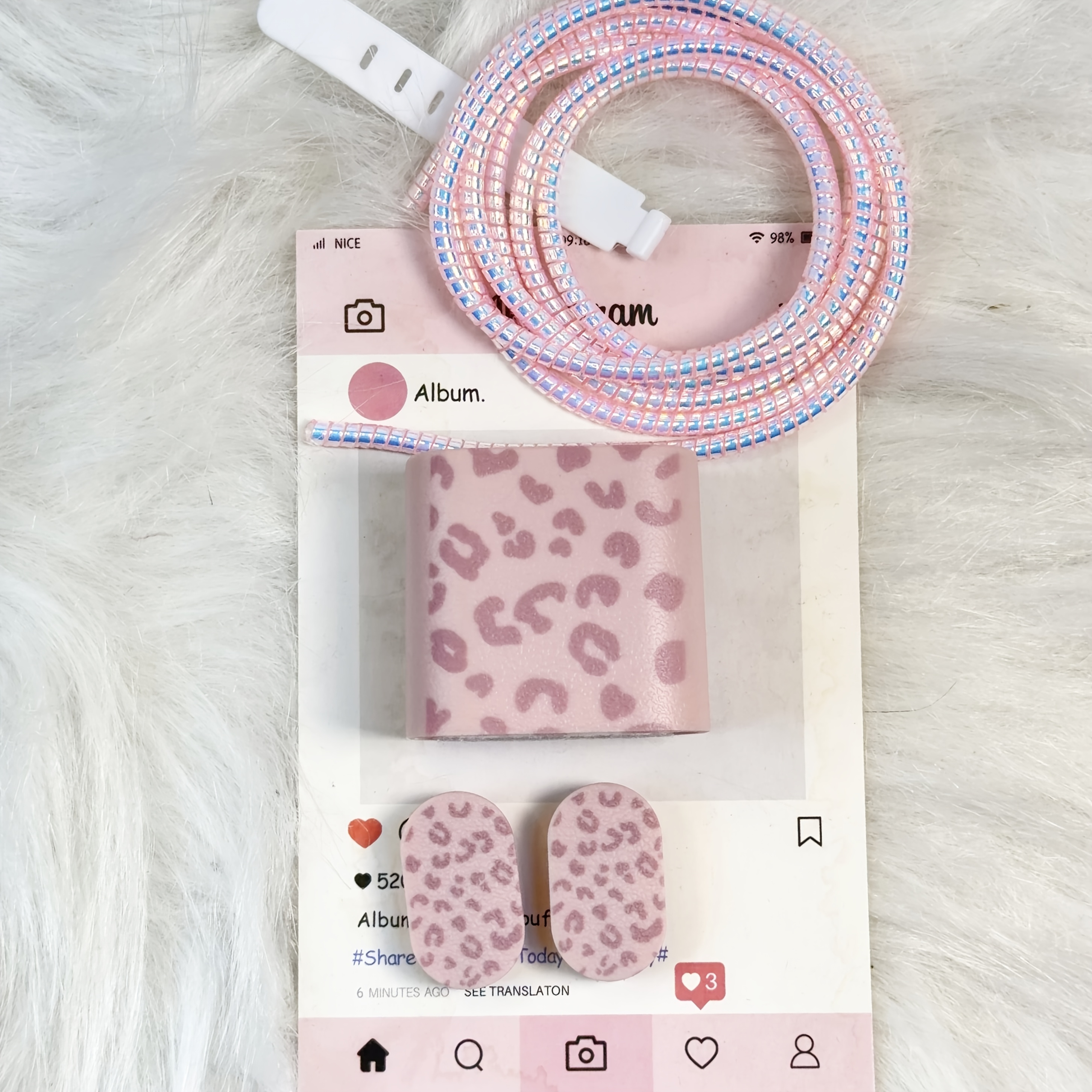 TEMU Custodia per caricabatterie a forma di con stampa leopardata per caricabatterie Apple a ricarica rapida da 18-20W, stile Easy Ins, processo di