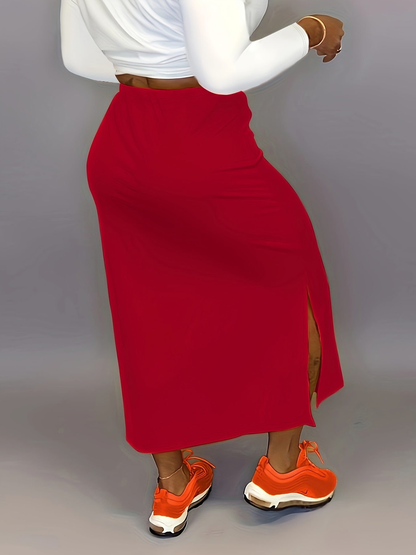 plus size plus size womens high waisted a line skirt side Temu