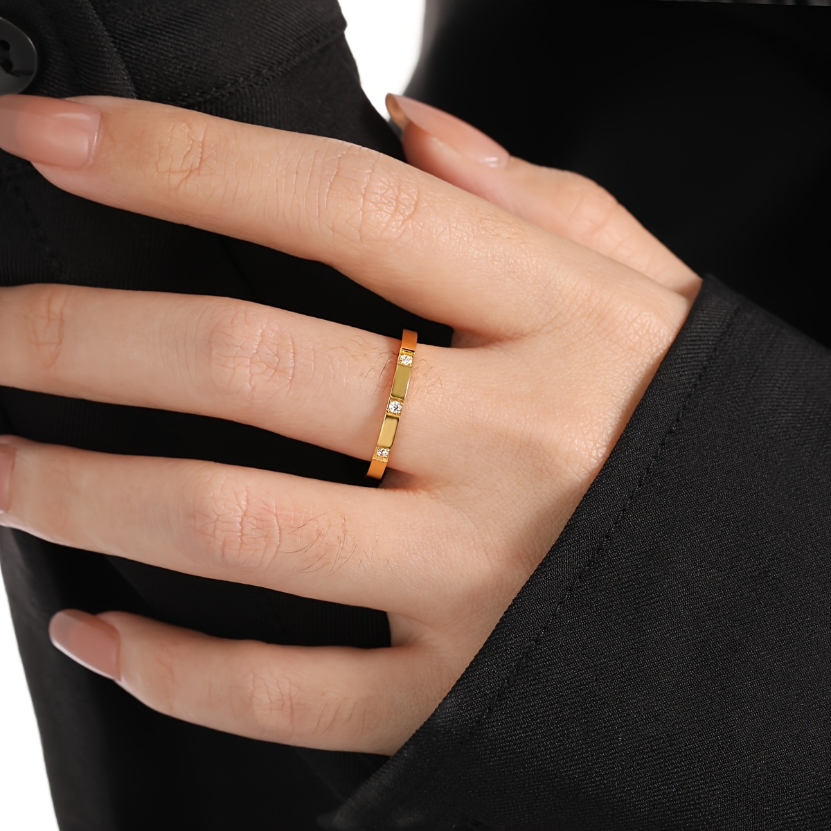 2pcs Cross Geometric Stainless Steel Ring Set