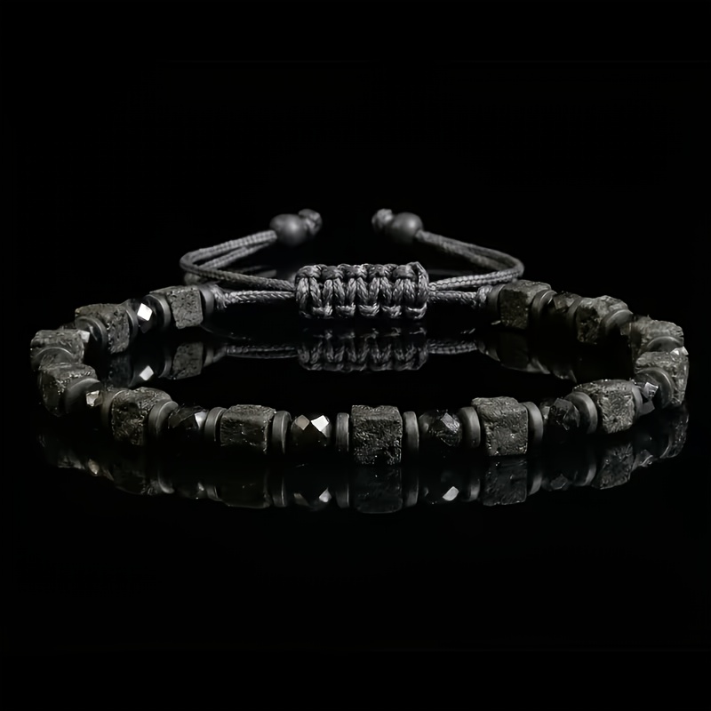 TEMU Pulsera de natural estilo gótico hecha a mano, brazalete tejido a mano ajustable estilo oscuro, adecuado para diversas ocasiones y decoración