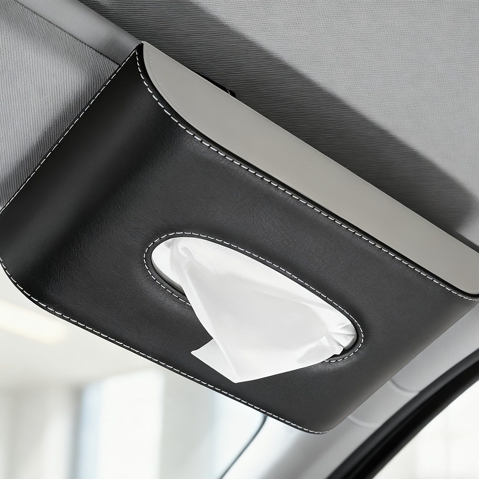 TEMU Porte-mouchoirs en simili cuir PU Premium - Design élégant suspendu pour un facile et une organisation optimale. Accessoire portable, accessoire