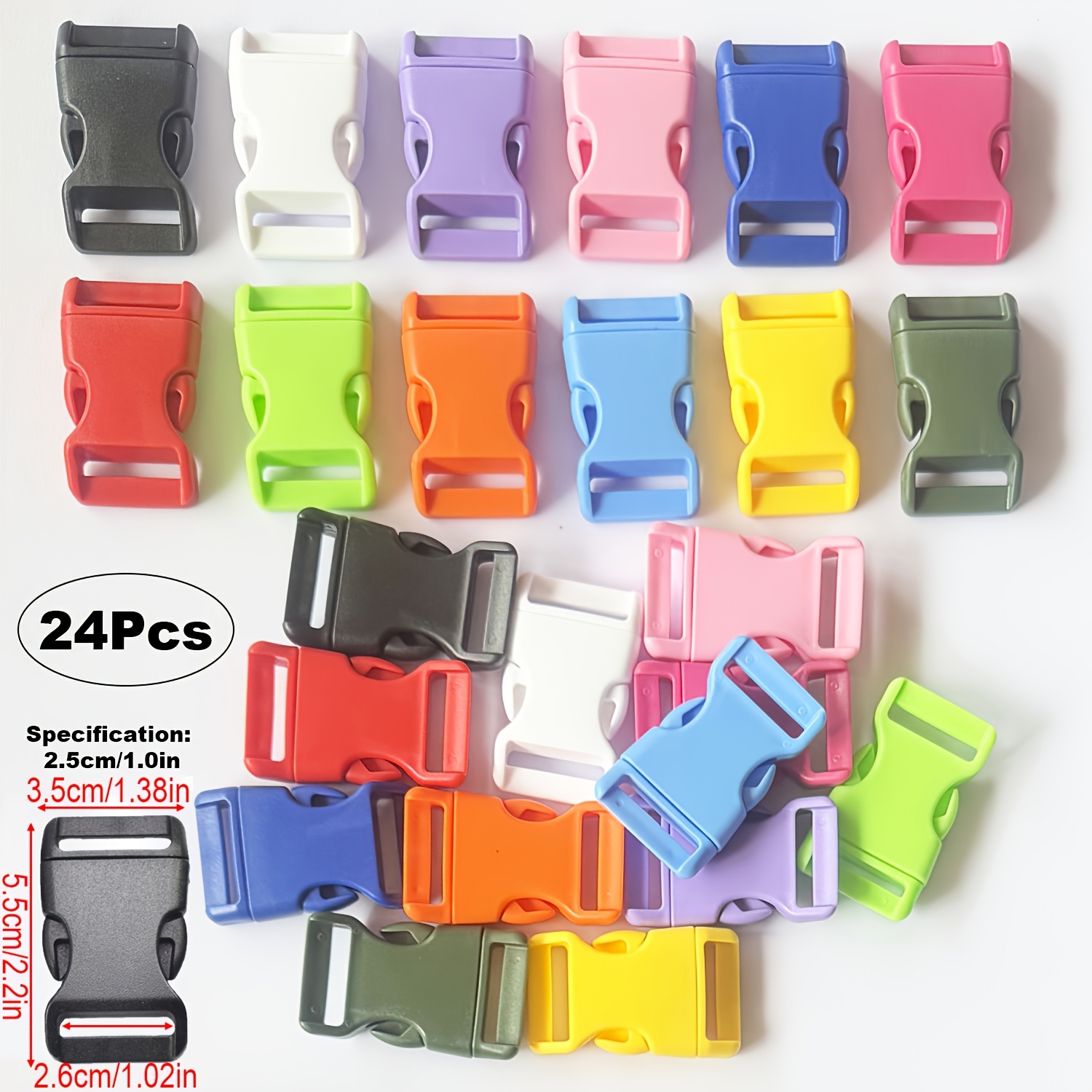 Image of 24pcs Mixed Color Plastic , Release , Slider Parachute , Suitable For Diy Backpack Luggage Belt, Parachute Belt, Outdoor Pet Collar Belt, Webbing Bag, Backpack Sewing Accessories (4 Sizes)
