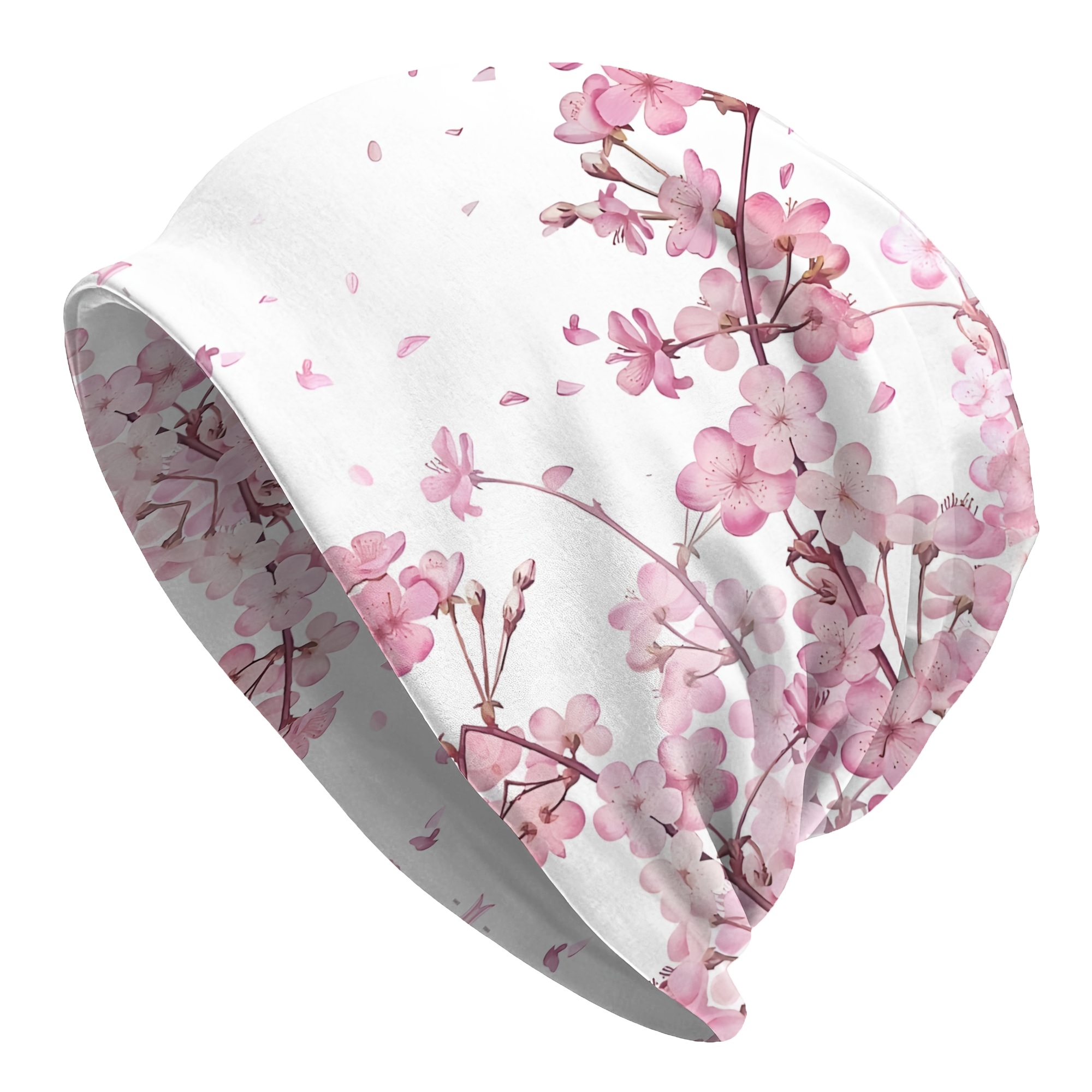 TEMU Sakura Cherry Spring Autumn Soft Hats Bonnet Sport Pullover Breathable Fitness Turban Warm Running 2d Print Design