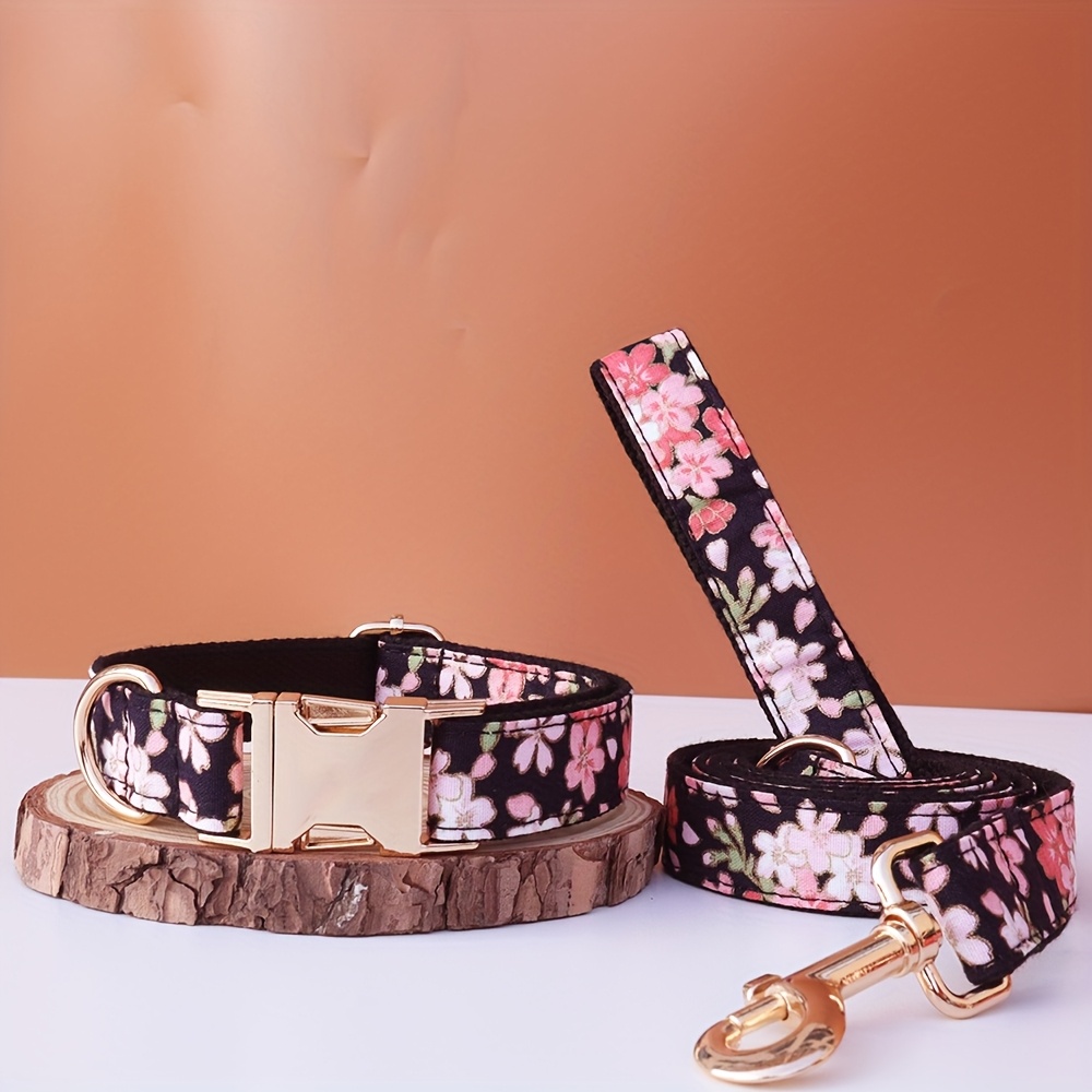 TEMU Collier et Laisse Personnalisé pour Chien - ID/Nom/Téléphone - Collier de Luxe Ajustable avec Boucle en de - Collection Design Tendance pour