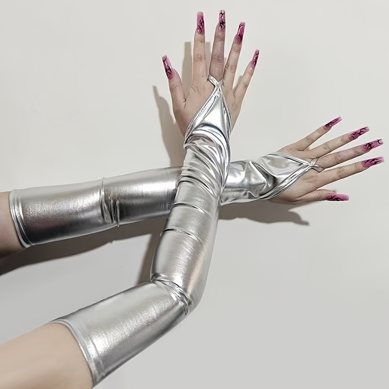 TEMU 1pc Premium Fashion Decorative Gloves Women's Fingerless Gloves Long Sleeve Arm Sleeve Party Banquet Gathering Finger Gloves And All-match