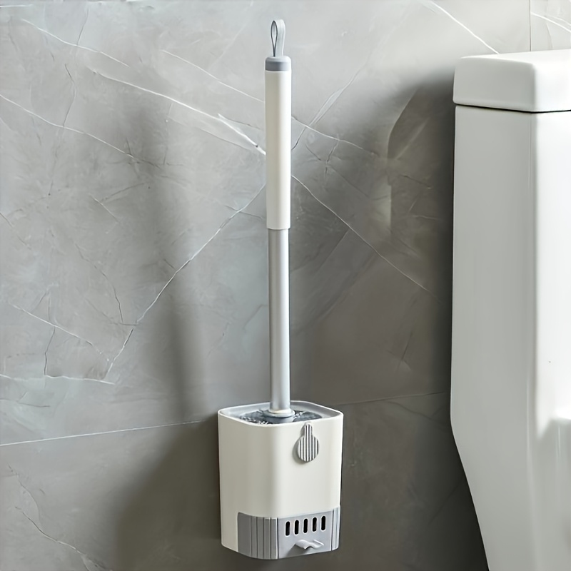 wall mounted toilet brush set with long handle flexible no dead corner design for easy bathroom cleaning   stand essential back to school supplies Product details 4