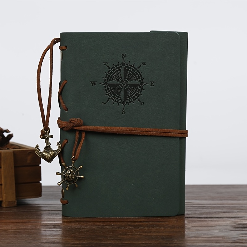 TEMU Spiral Notebook Diary Notepad Vintage Pirate Anchors Pu Leather Note Book Replaceable Stationery Gift Traveler Journal