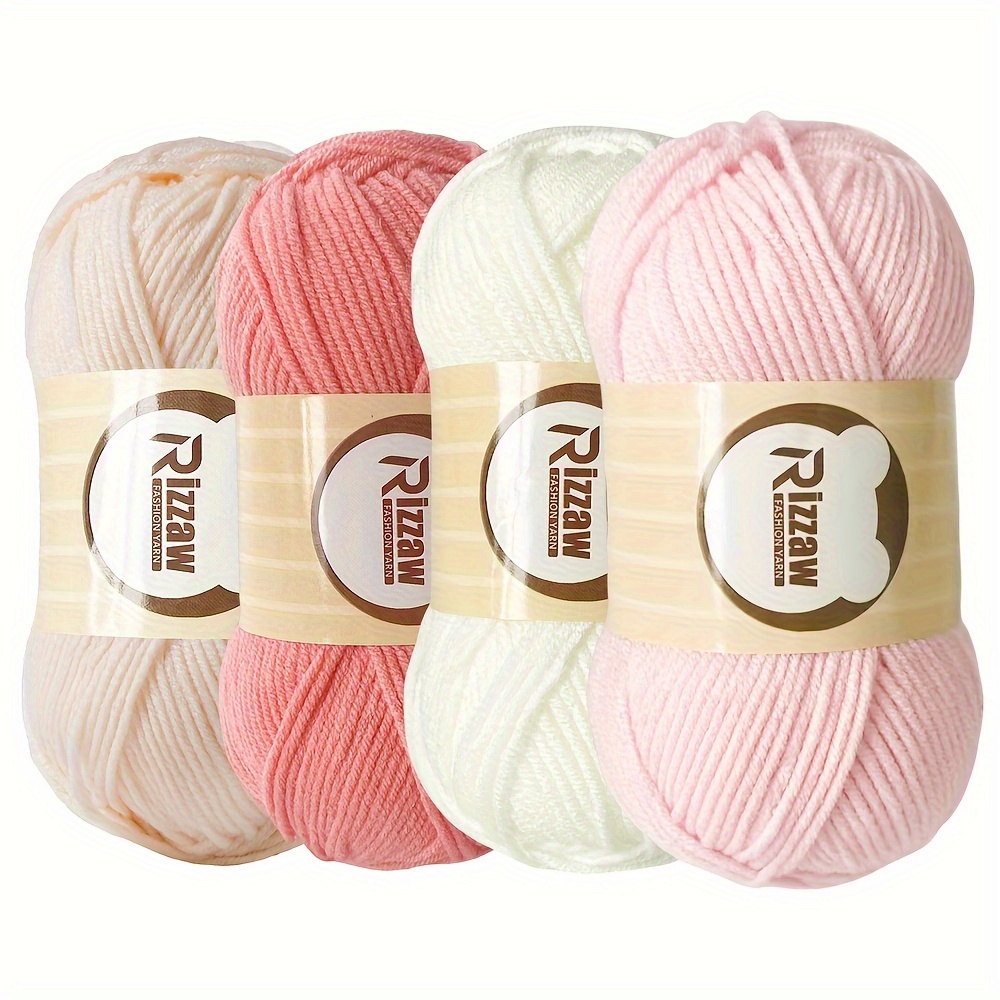 TEMU 4pcs Morandi Pastel Yarn Set - 4-ply Acrylic For Crochet & Knitting, Ideal For Blankets, Clothes, Tote Bags, Slippers - Assorted Colors, 50g Each