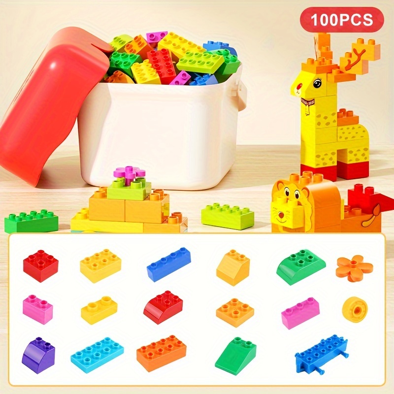 

100pcs Building Blocks, Educational Fun Diy Toys, Large Particle Building Blocks, Birthday Gift Christmas Halloween Gift