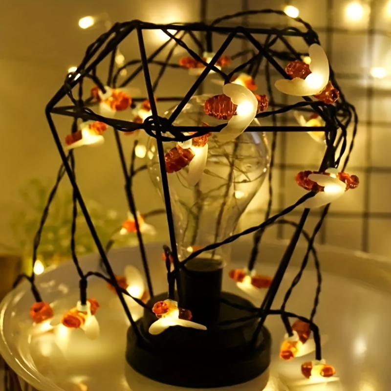 Guirnalda de luces LED con forma de abeja de plástico, estilo pastoril cálido y acogedor, decoración para fiestas y festivales, uso en interiores como dormitorio y exteriores como balcón, no incluye soporte ni bombilla