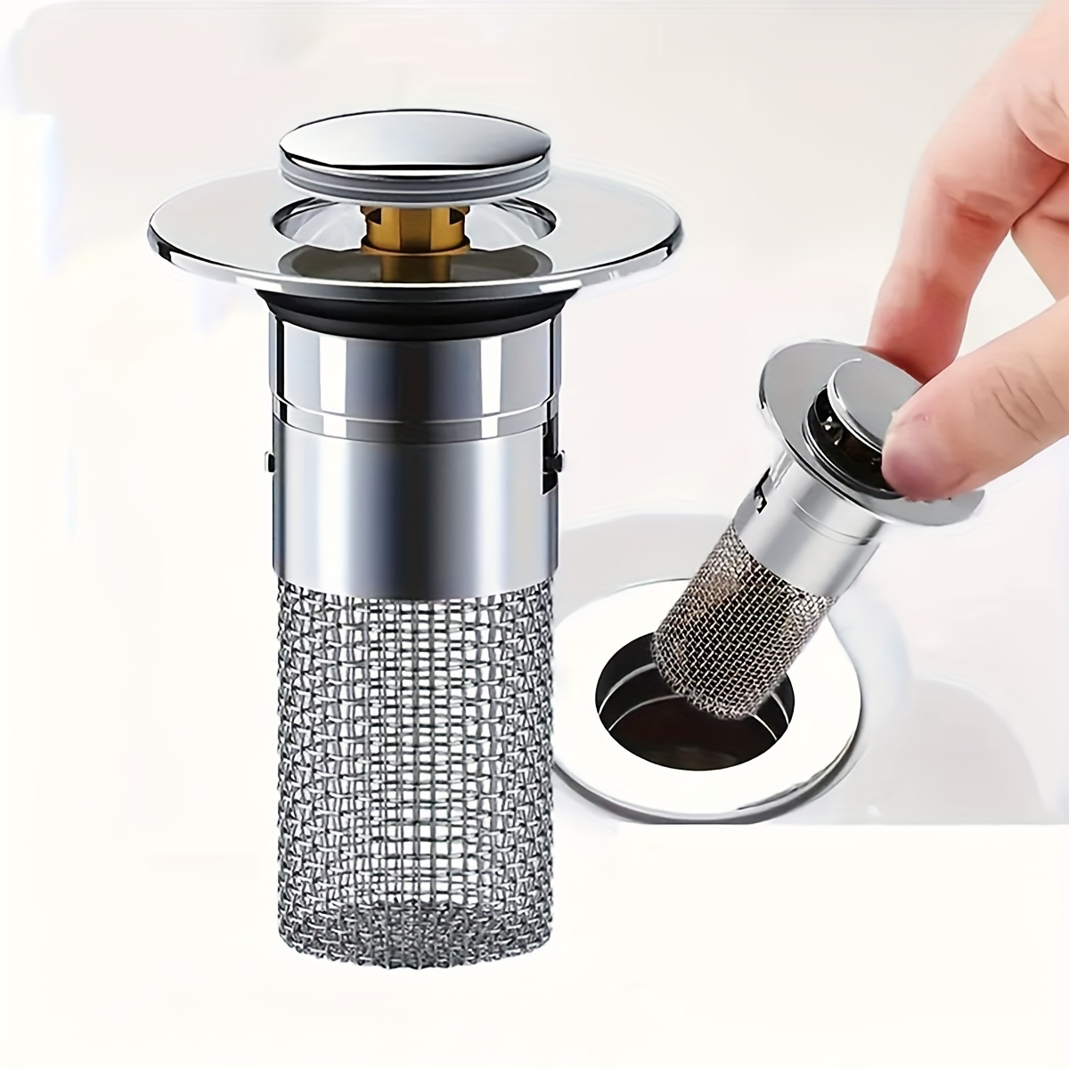 

1pc Stainless Steel Bathroom Sink Stopper - Anti-odor, Pop-up Drain Filter With Installation Hardware Included