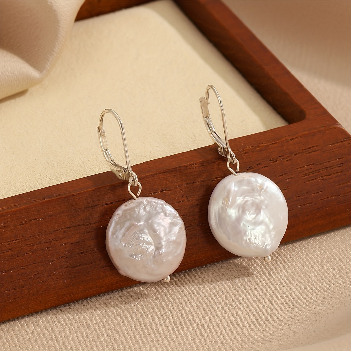 Natural Baroque Freshwater Pearl Drop Earrings, Vintage Style