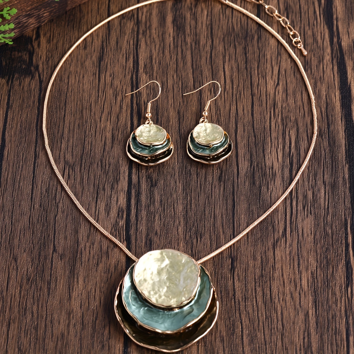 Geometric Pendant Necklace & Earrings Set - Romantic Gift Idea
