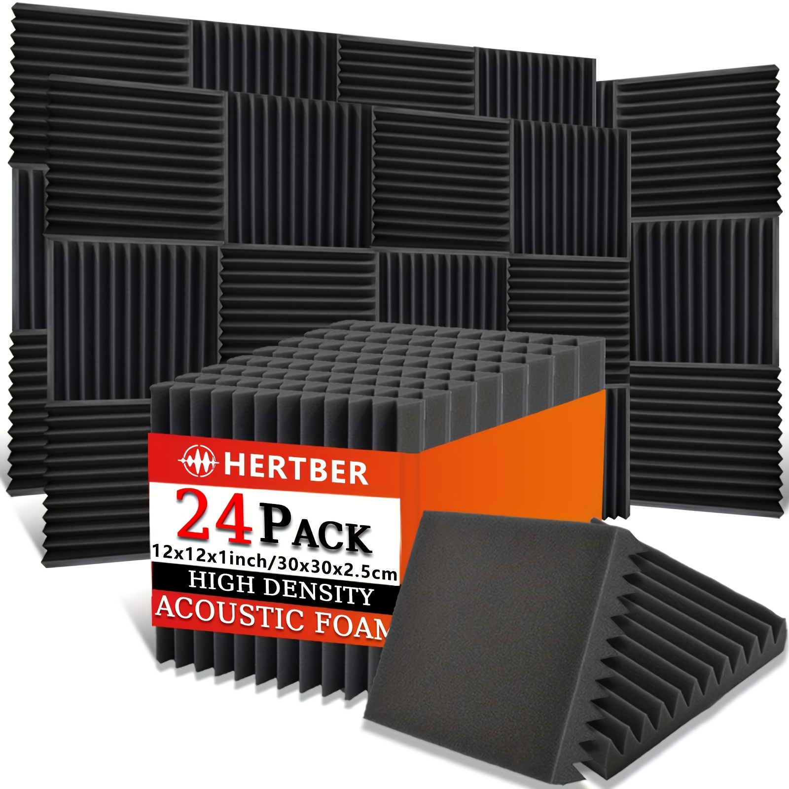black red gray blue 24pcs soundproof foam panels 30x30x2 5cm high density acoustic wall tiles sound absorbing for recording   offices gaming spaces home theaters and other acoustic     reducing noise