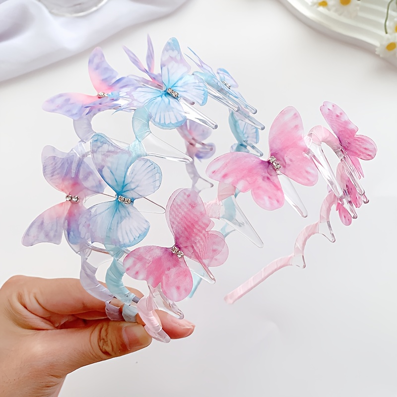 TEMU 3 stuks Feeën Chiffon Vlinder Haarband, Cadeau-idee voor Dagelijds Gebruik en Trendy Accessoires, Elegante Hoofdband van Lichtgewichten Ademende