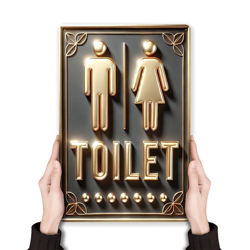 

Room Decor "toilet Sign "2d Vintage Metal Sign Tin Painting, Vintage Style Wall Art, Suitable For Bars, Cafes, Beach , Backyard Farmhouse Tin Decoration -1pc-8x12inch