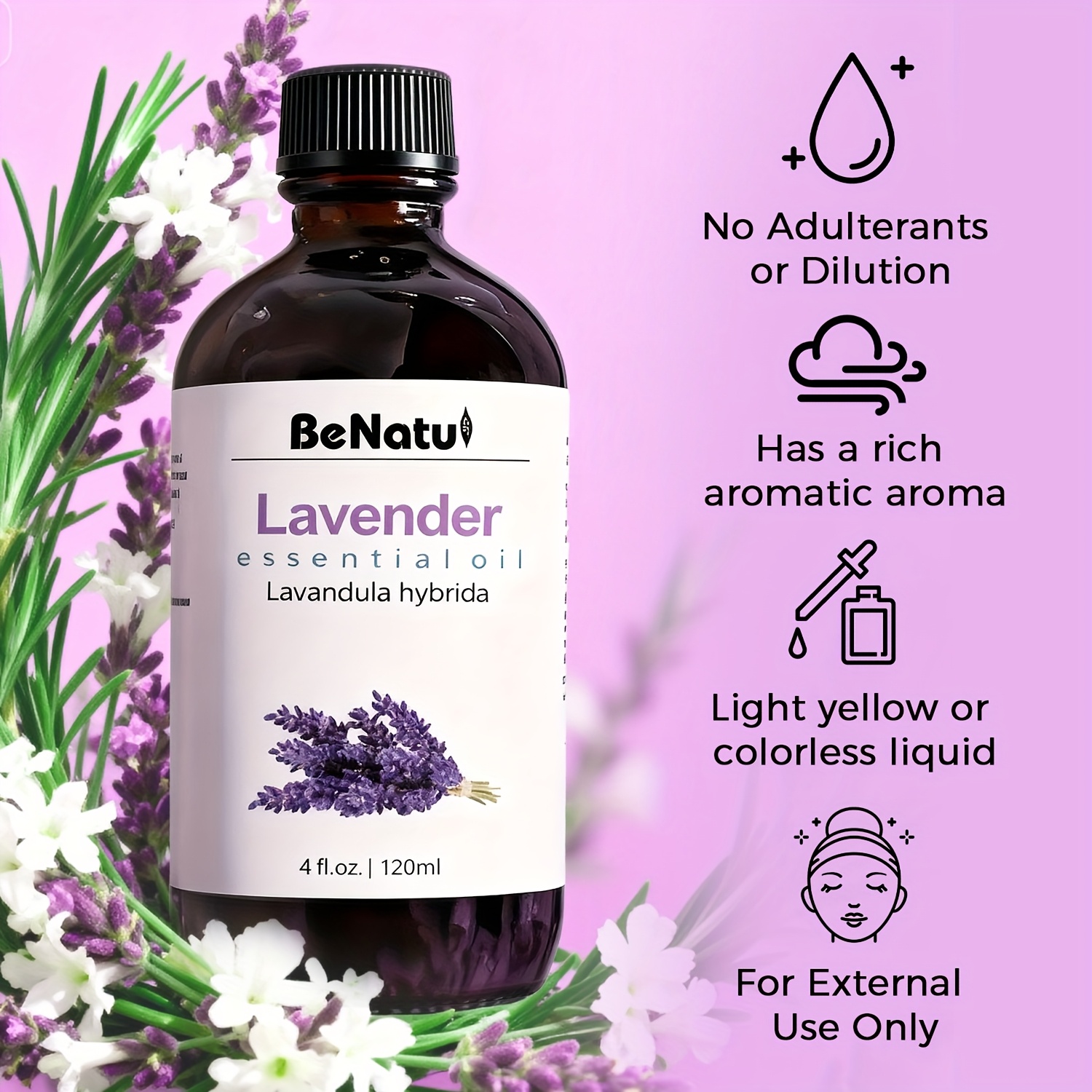 120ml (4oz) Lavender Essential Oil for Diffuser, Candle Making, Massage, Soap DIY, and Home Fragrance