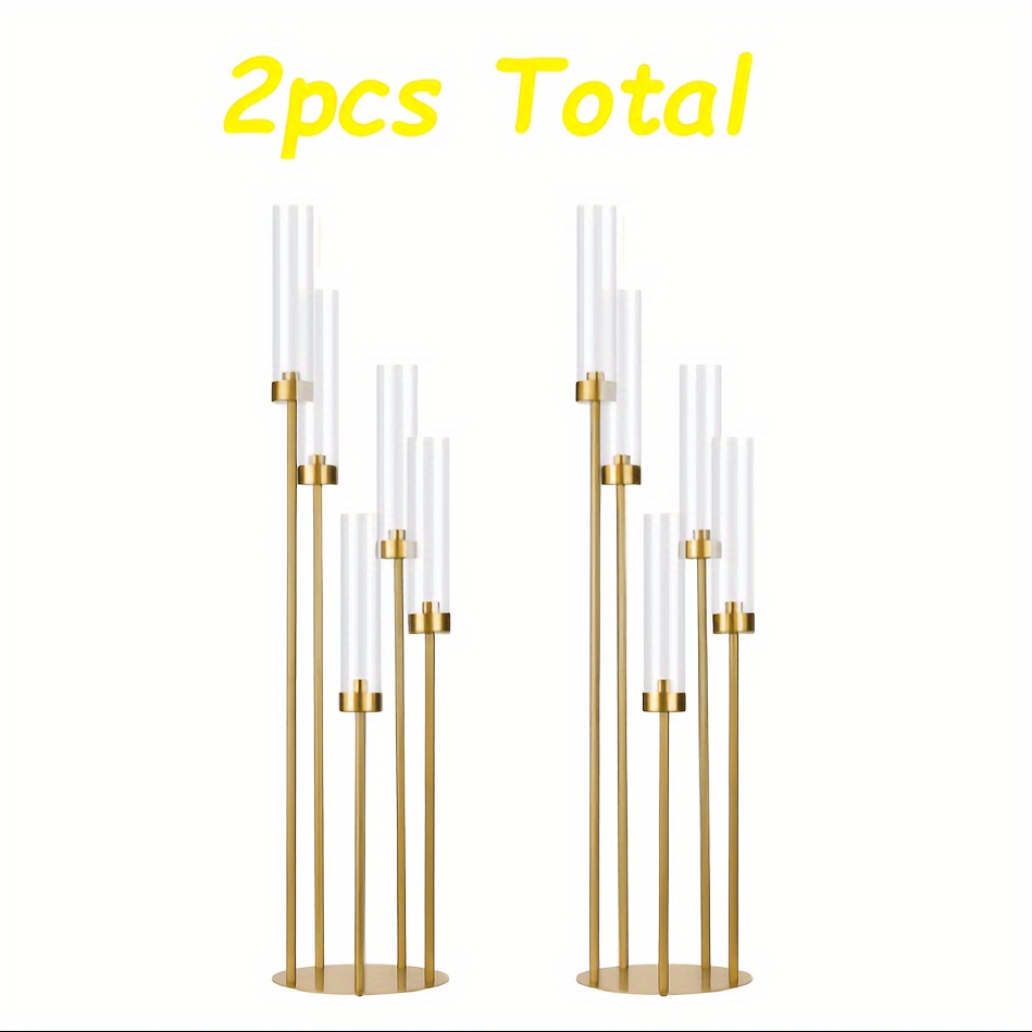 

2pcs Candle Holder Tall Floor Candle Holder With Acrylic Lampshade For Wedding Table Birthday Party Home Decoration Taper Candles