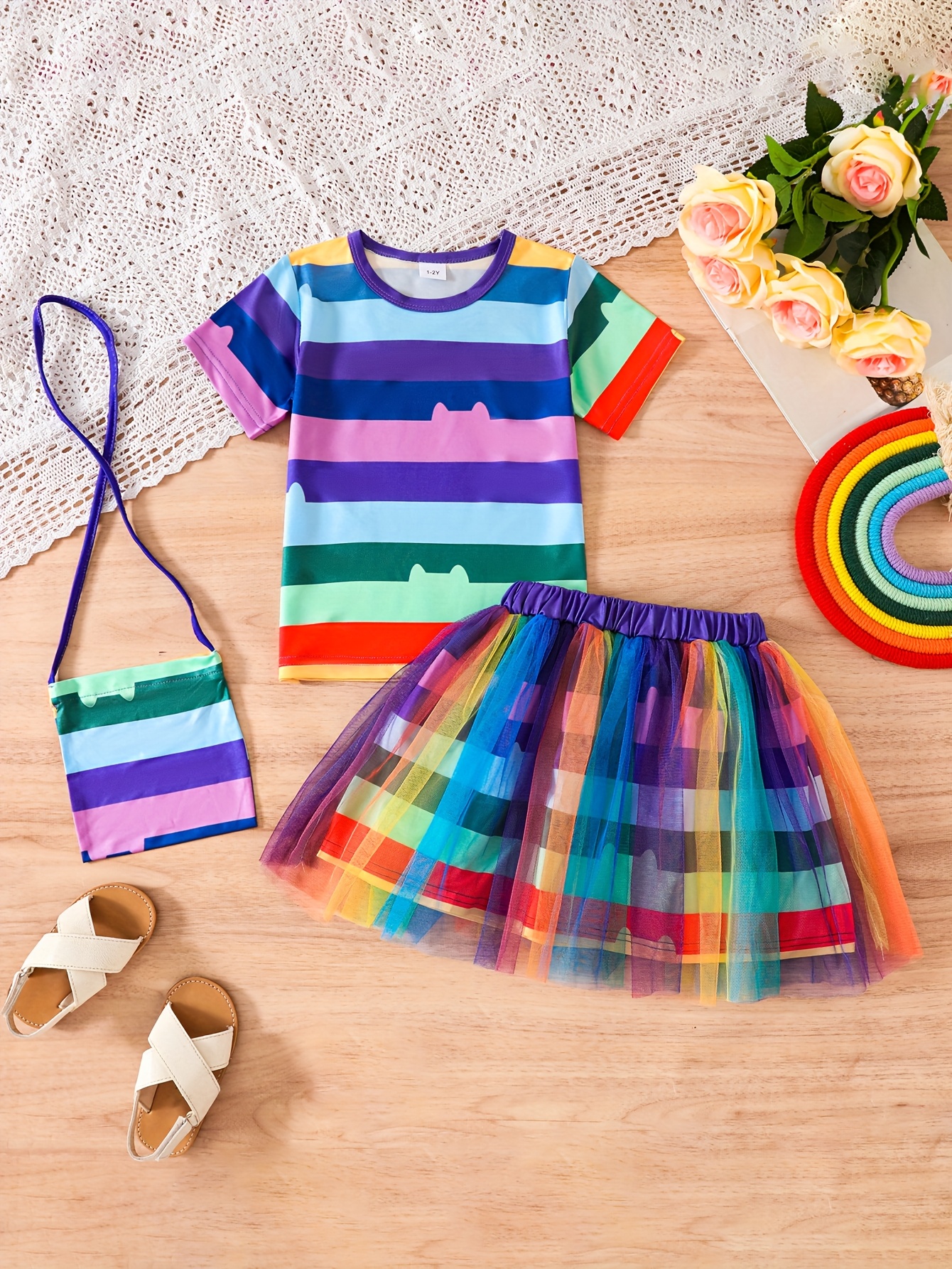 rainbow skirt kid sold on Temu United States