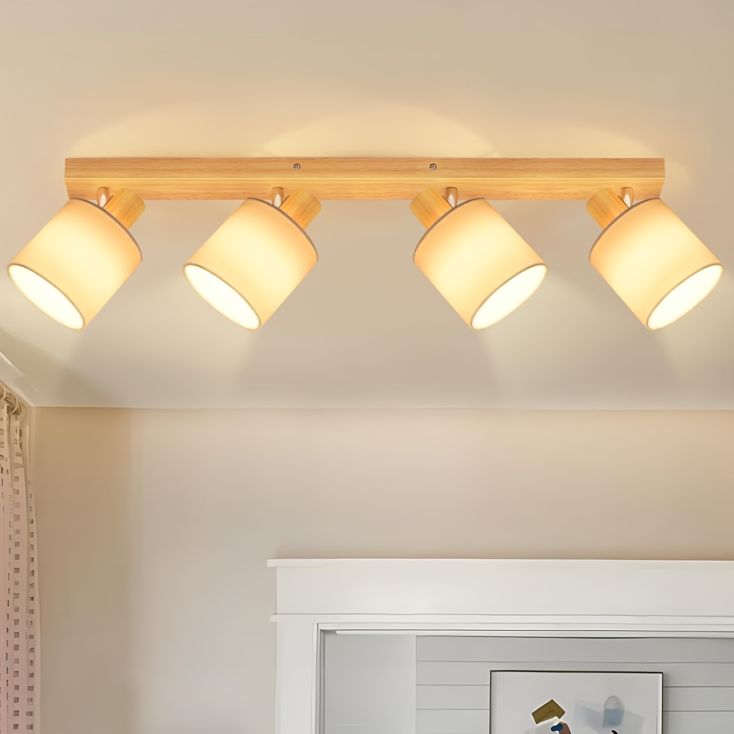 TEMU Plafoniere per camera da letto, da soffitto per corridoio, design moderno in legno, a parete, rotazione a 350簞, luci per soggiorno, camera da