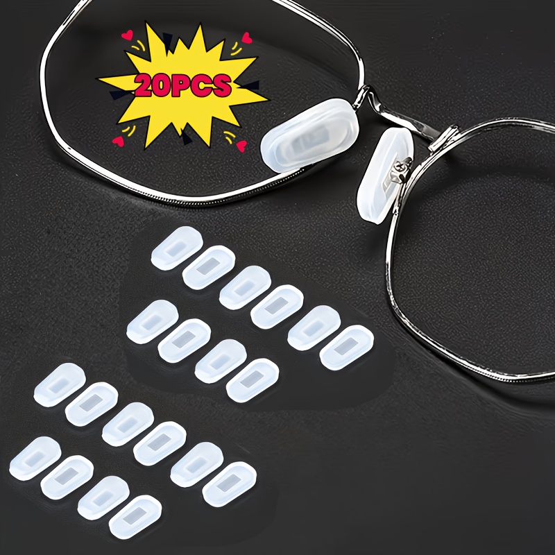 TEMU 20pcs Soft Silicone Eyeglasses Nose Pads, Slip On Glasses Nose Cushion Replacement, Anti-slip Anti-pressure Eyewear Nose Bridge Pads For Metal