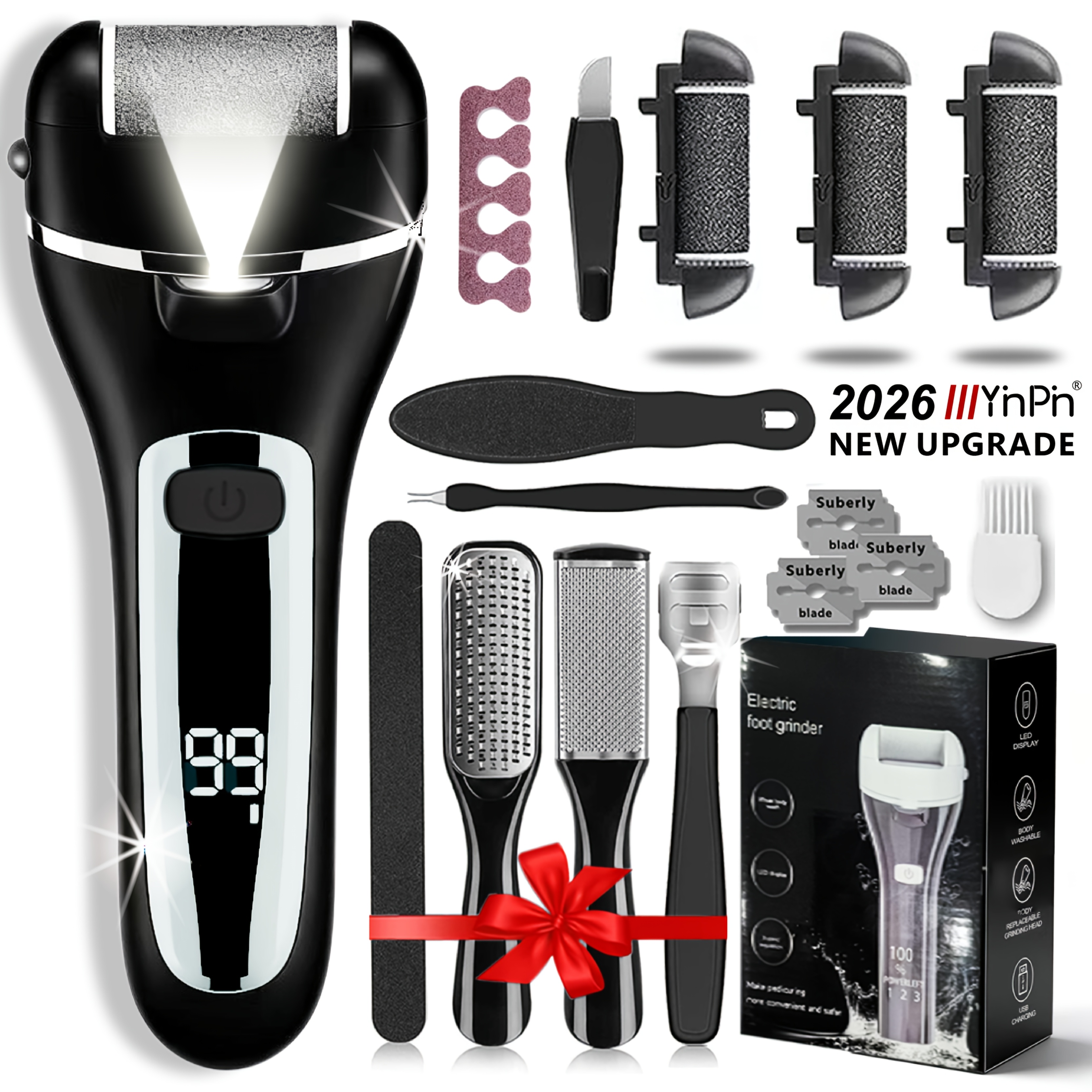 TEMU Electric Feet Remover, Rechargeable Portable Electronic Foot File Pedicure Kits, Foot Scrubber File, Professional Pedicure Tools, Foot Care For