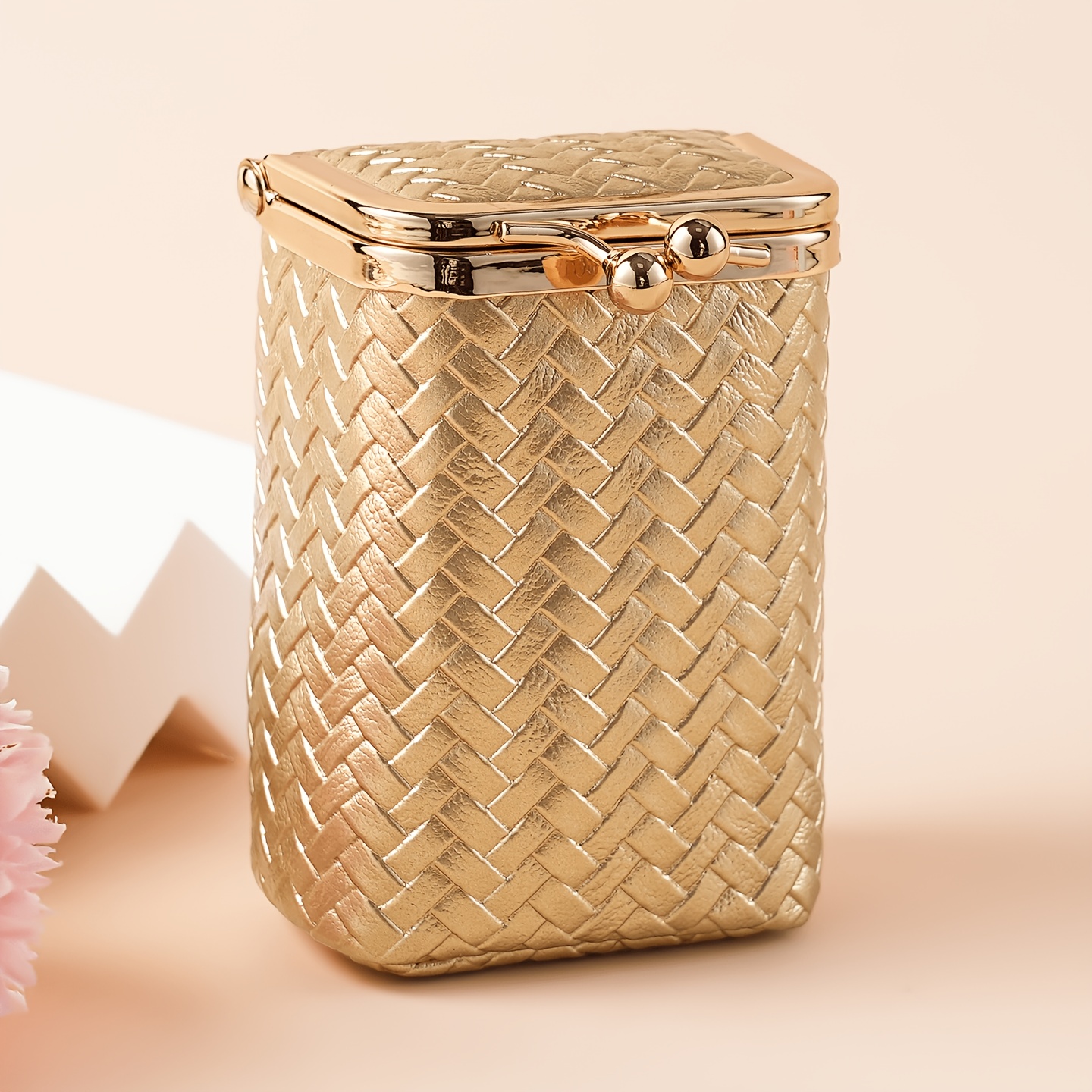 TEMU Nouveau sac à anneau multifonctionnel, sac doré pour , sac de rangement premium pour rouge à lèvres, petit porte-monnaie pratique