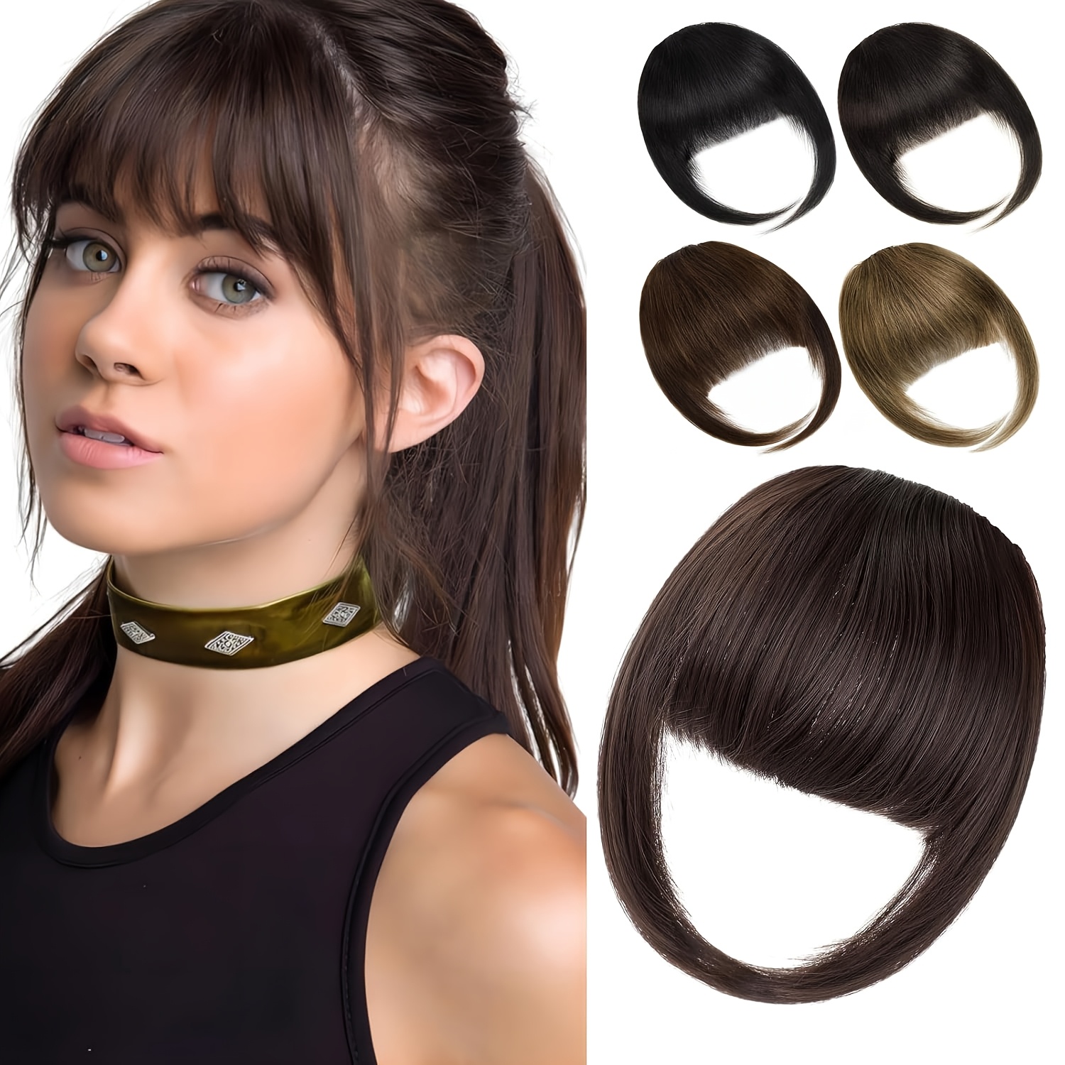 clip in bangs 100 human hair fringe clip on  l hair extensions daily party fringe french clip in thick   full bangs details 4