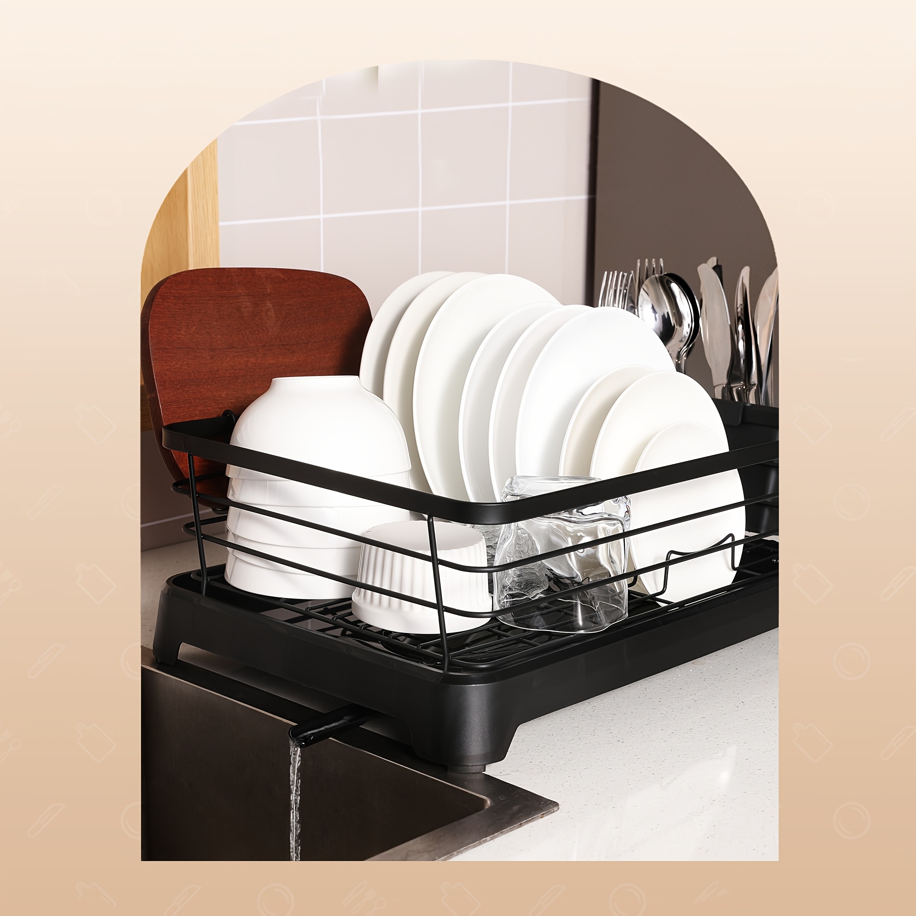 dish drying rack with tray stainless steel rust proof dish rack for kitchen counter cabinet tabletop kitchen storage and organisation holder Product details 4