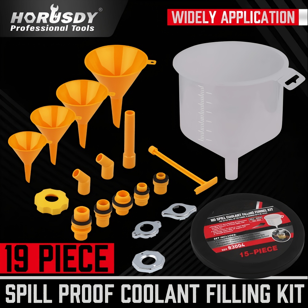 Coolant Funnel Kit - Leak-proof Radiator Bleeder Kit Oil Extractor/oil For Coolant Filling, Radiator Filler, Extra Funnels And Adapters For Universal Vehicles