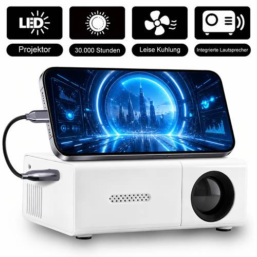 item picture 2026 mini video projector portable home theater projector focus and built in speakers compatible with phone laptop pc and usb devices ideal for bedroom living room movies and gaming