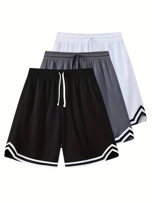 3pcs mens mesh shorts three piece set sports basketball shorts cycling hiking swimming quick drying breathable stretch shorts