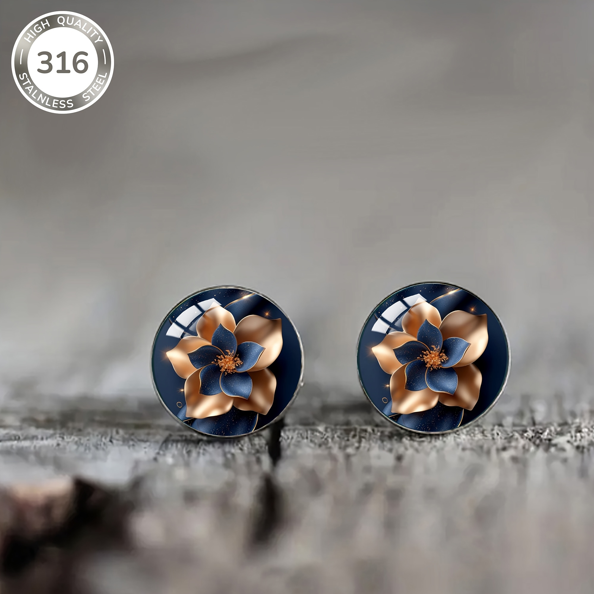 TEMU 1pair Of Women's Fashion Earrings, Elegant Starry Pattern, And Elegant Style, Elegant And Fashionable Style, Steel Material Inlaid With Convex